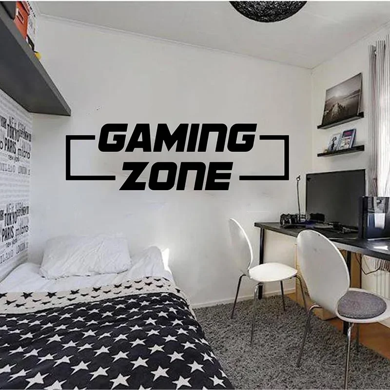 Gaming Zone Gamer X-box Wall Decal Gaming Zone Decals Video Game Wall Sticker Playroom Kids Room Decor Vinyl Art Decals B372