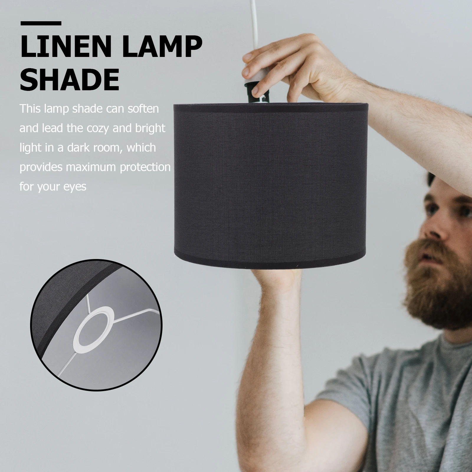 

1pc Premium Linen Lampshade Cylindrical Cloth Light Cover Bedroom Desk Home Decor Dust Protection Soft Light Easy Install Modern
