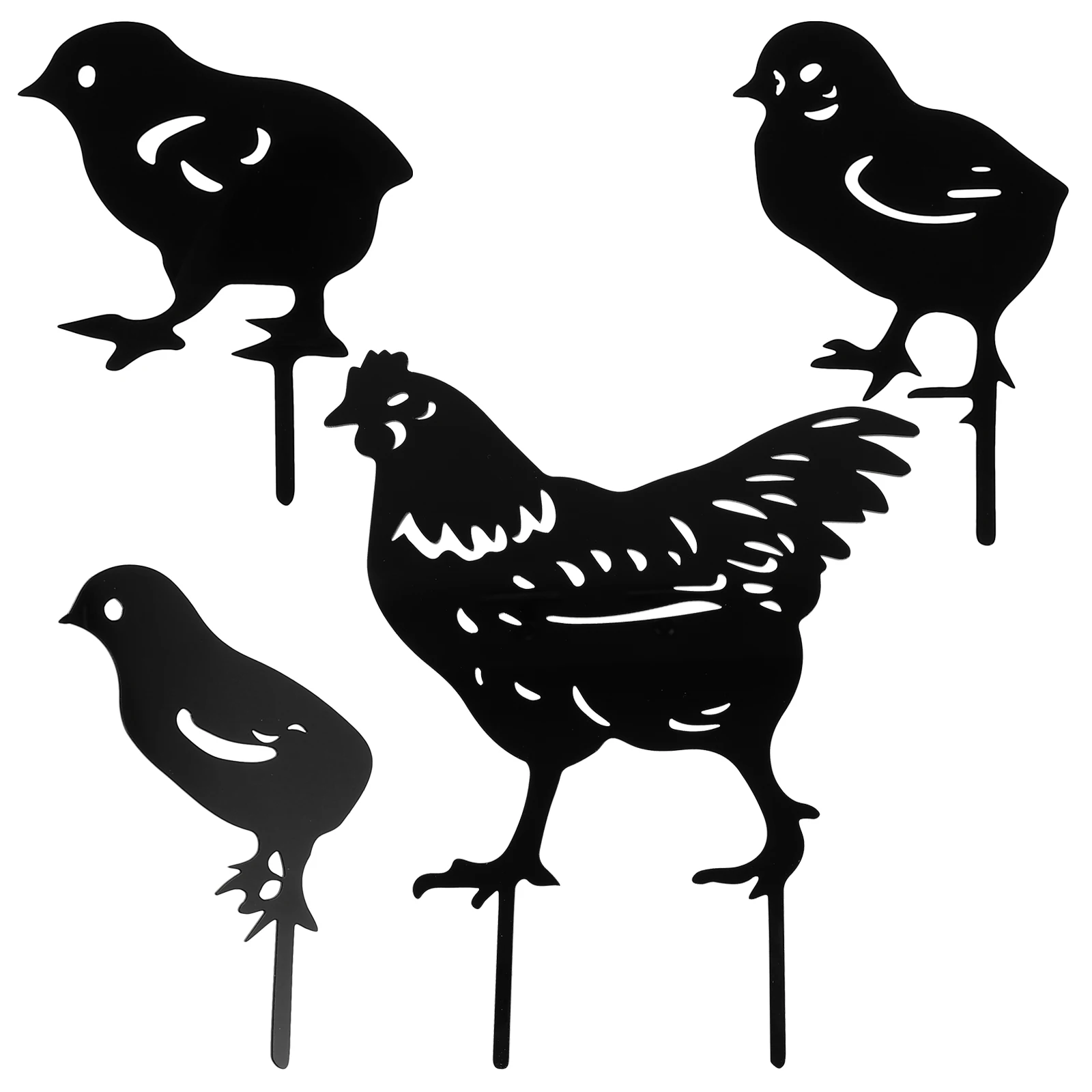 

4Pcs Yard Stakes Garden Signs Animal Shape Lawn Outdoor Decoration Accessory Yard Sign Chicken Stake