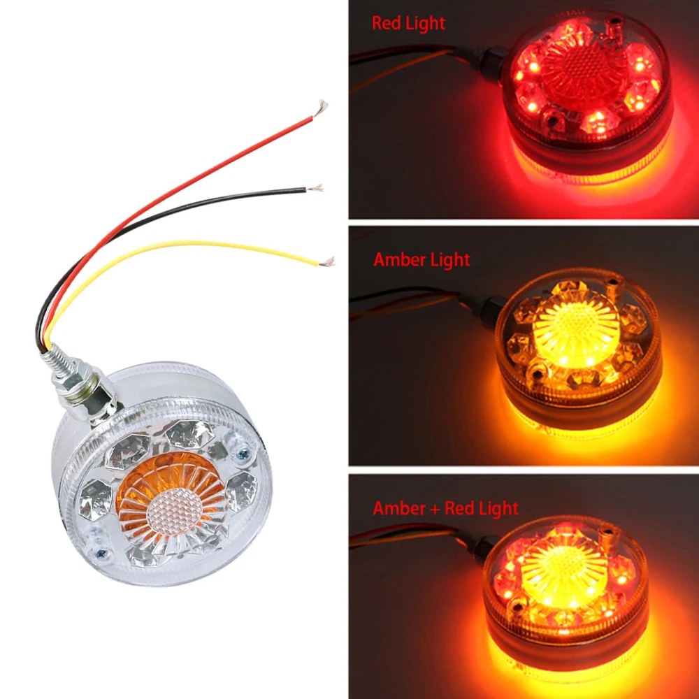 1pc transparent cover red light+yellow light double-sided 24LED turn signal light fit for 12V-24V cars, trucks, and trucks