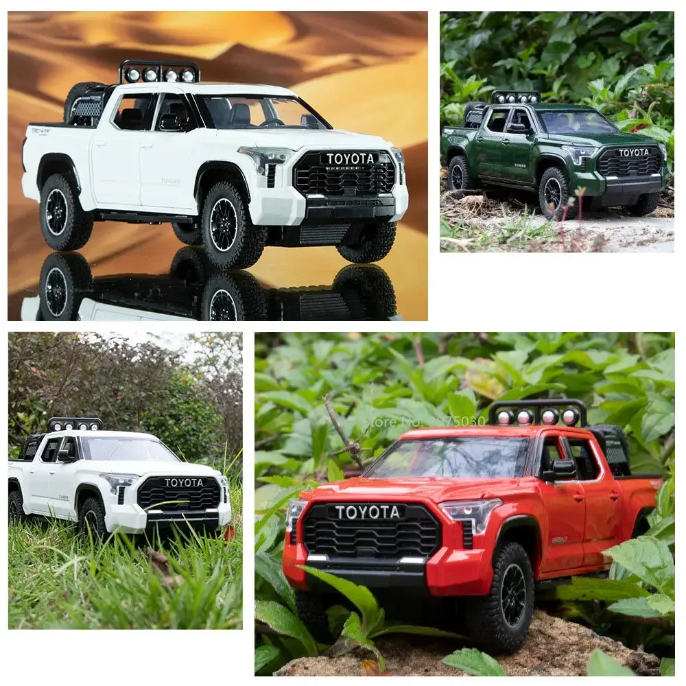 1:24 Toyatas Tundra Alloy Car Model Metal Diecast Toy Vehicle Pull Back Sound And Light Simulation Cars Toys For Kid Boys Gift