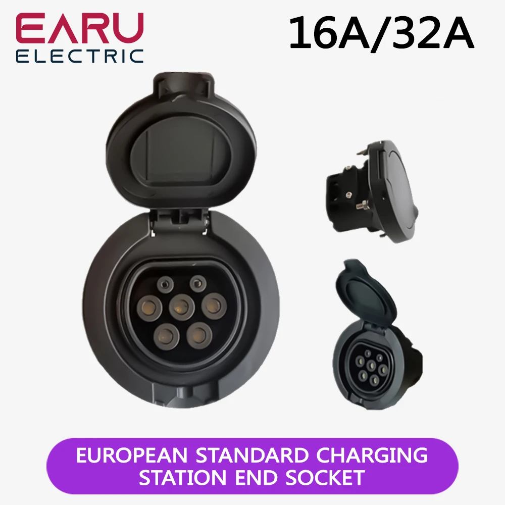 IEC 62196-2 Type 2 Socket 32A Electric Vehicles AC Charging Socket Type2 Single Phase 240V CE Approved