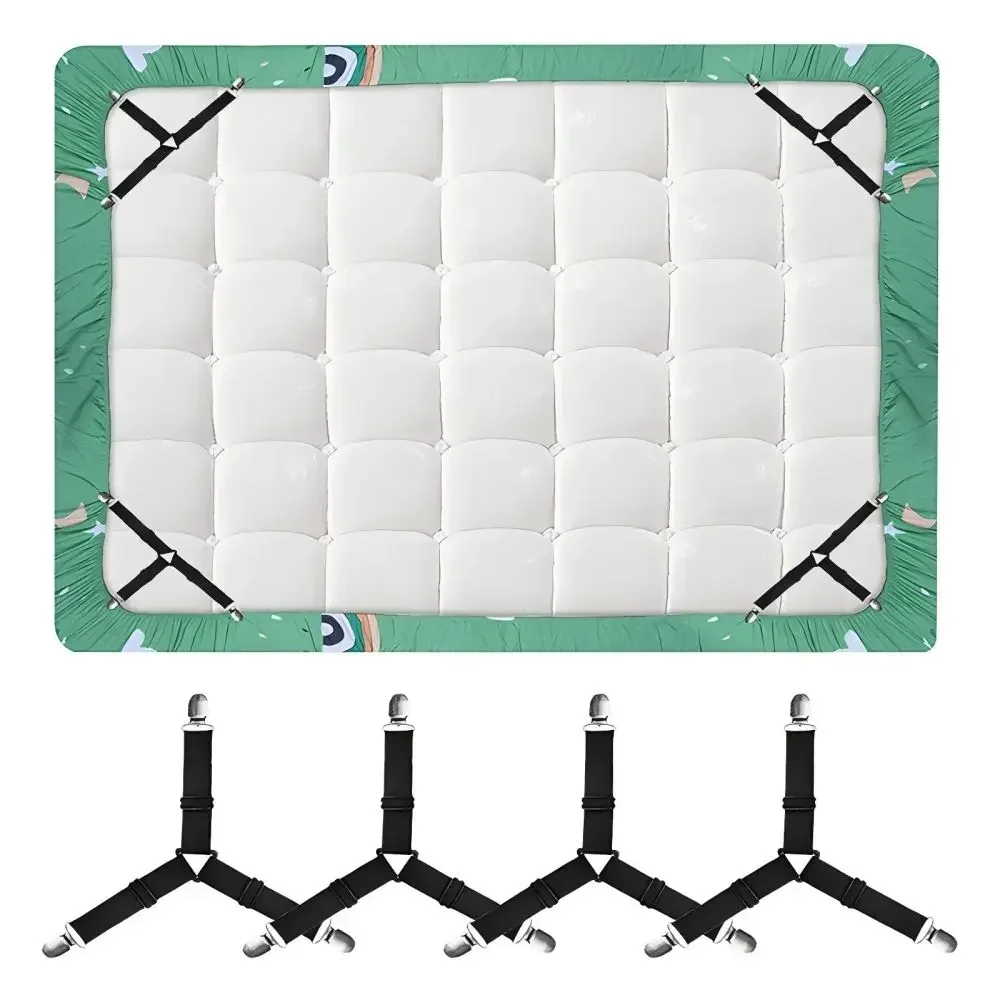 4Pcs Bed Sheet Strap, Adjustable Elastic Fastener, with Metal Clip, Fixed and Fixed Bed Frame, Easy-to-Install Strap Mattress