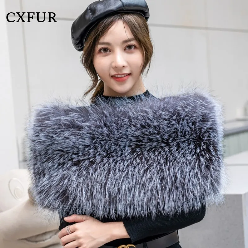 

Ladies Elegant Outfits Party Fashion Winter Wraps Hand Made Real Fox/Raccoon Fur Shawl CX-B-49B