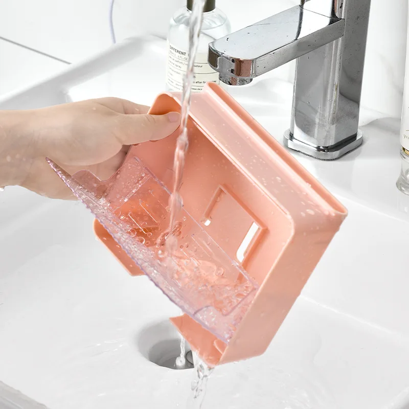 Soap Box Without Punching Wall Mounted New Type of Household Waterproof Water Control Belt Scraper Washbasin Wall Minimalist