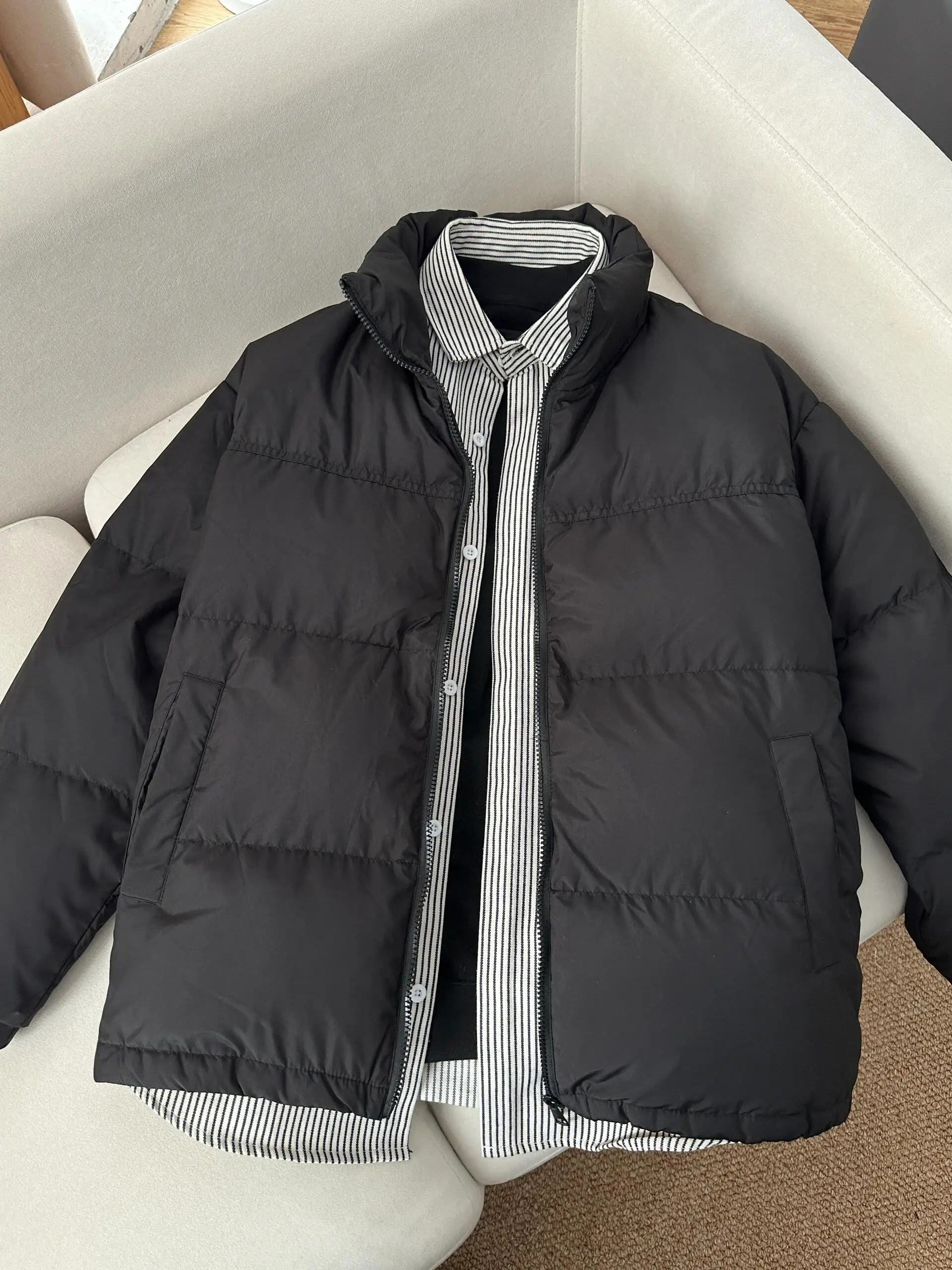 

Bla Jiangxi Men's Winter Puffer Jaet Thiened Stand Collar Warm ort Bread Sle Trendy Brand Cleanfit Outerwear