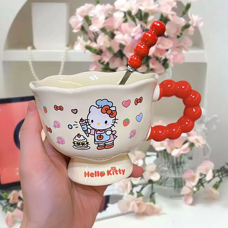 كوب سيراميك لطيف على شكل قطة مع مقبض هدية عيد الحب للفتيات والنساء كوب شاي كاواي ياباني وردي للاستخدام المنزلي والمكتب