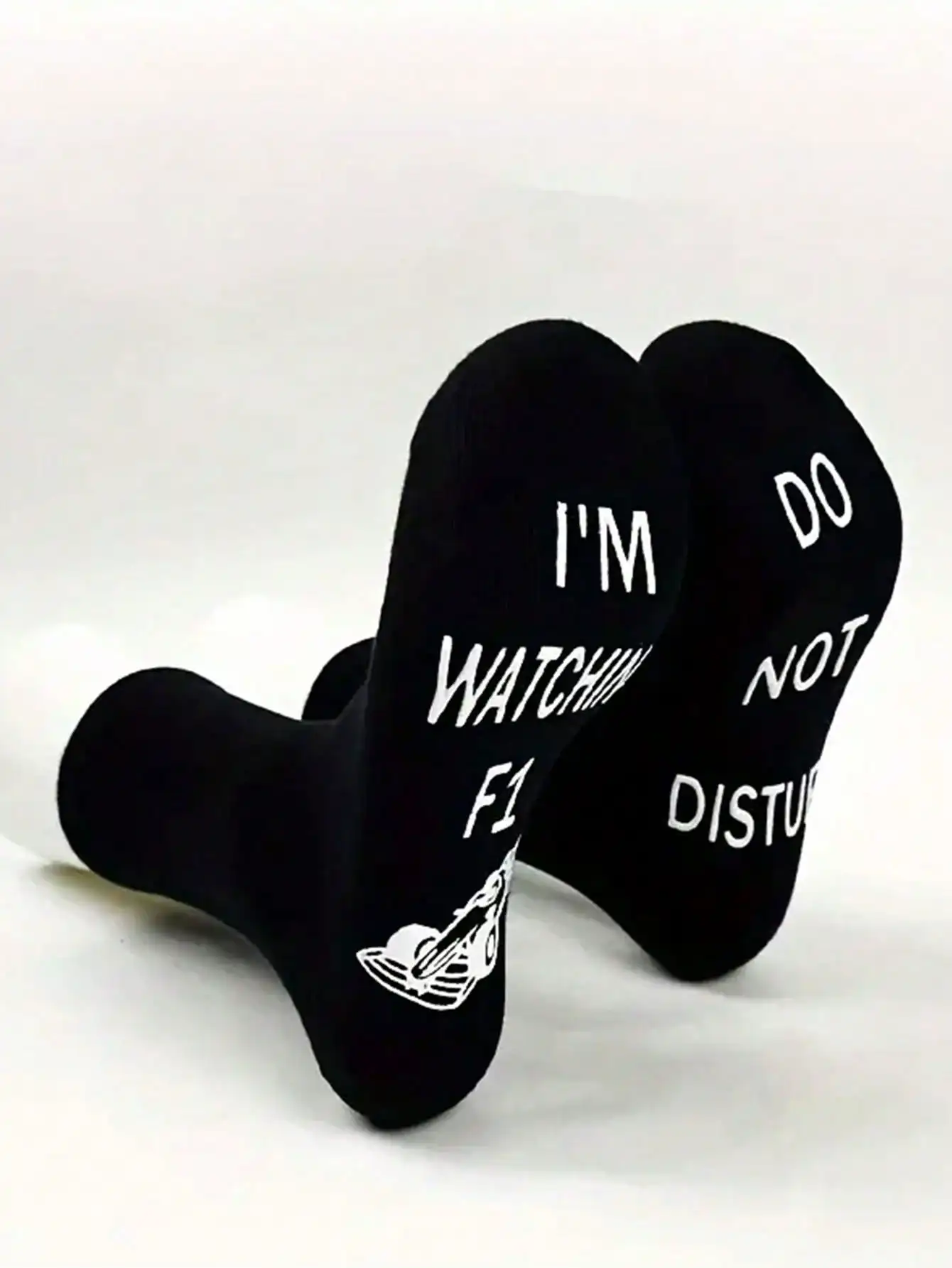 زوج واحد من جوارب الطاقم مع حروف وأنماط سيارات السباق على النعل - نمط للجنسين للارتداء اليومي في الخريف والشتاء #5