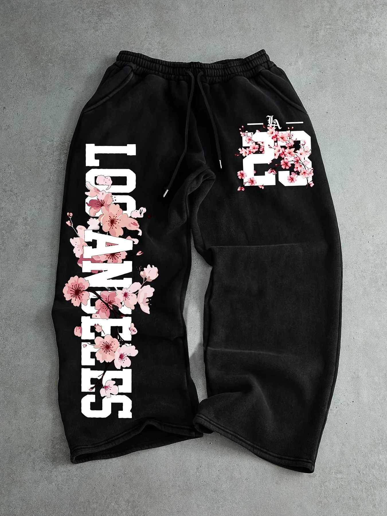 Men's jogging pants, Los Angeles 23 pattern printed sweatpants, street hip-hop, elastic waistband, comfortable pants
