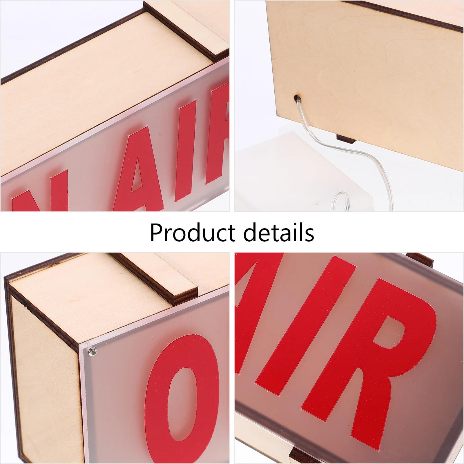 Letter Solid Wood Light Box Night Office Neon Air Wireless Sign Button Plastic Recording