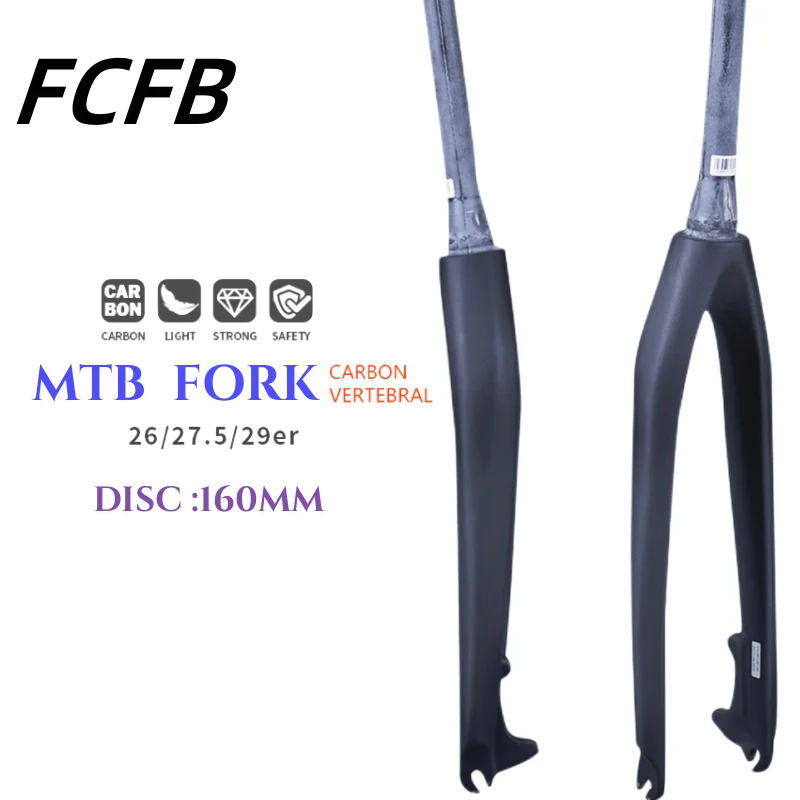 

mtb fork carbon fork Matte 3K Carbon Fibre Mountain Bicycle Disc Brake Front Fork Tapered Tube MTB Bike Parts 26er 27.5er 29er