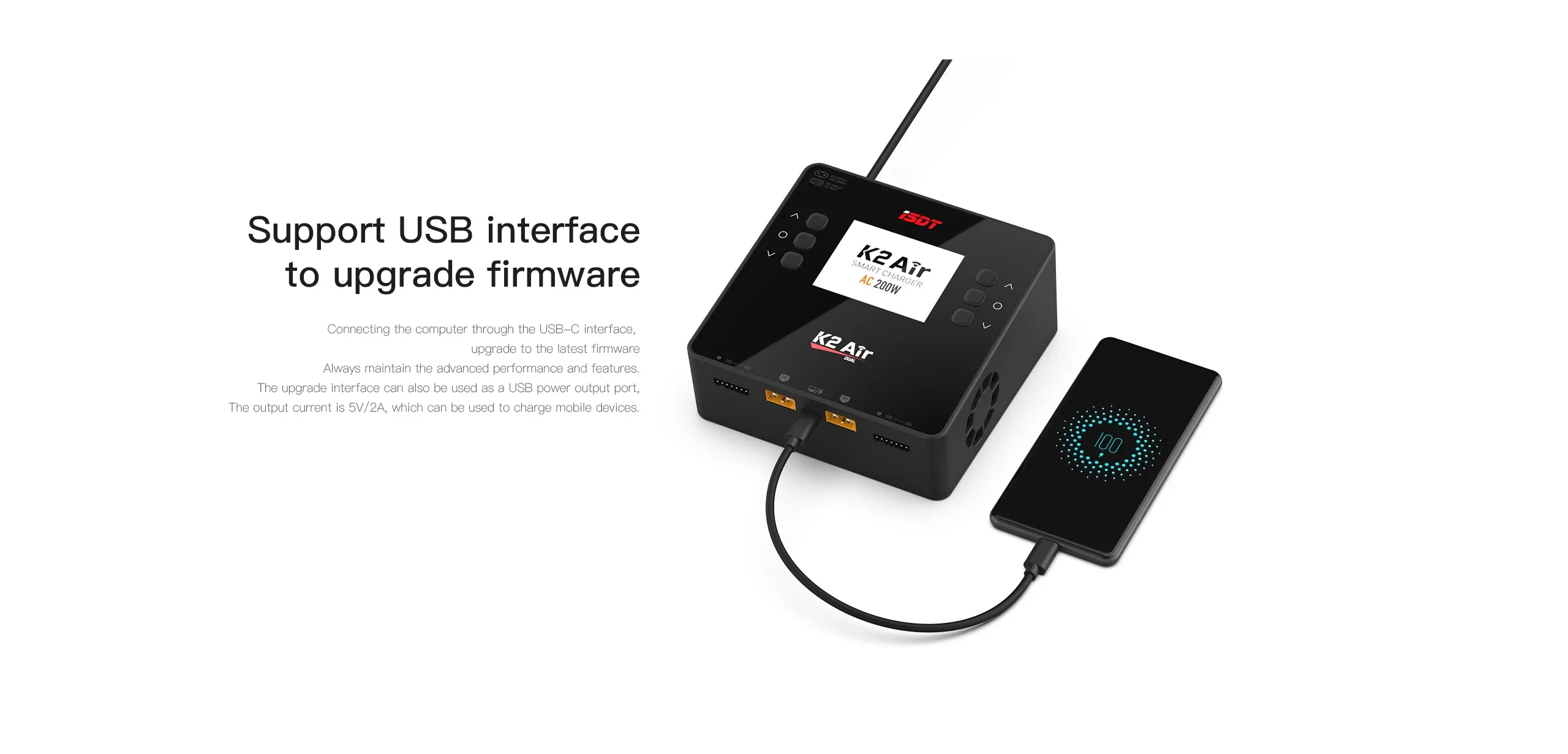 ISDT K2 Air AC 200W DC 500Wx2 20A Dual Channel Balance Lipo Charger Discharger for Lipo NiMh Pb Battery