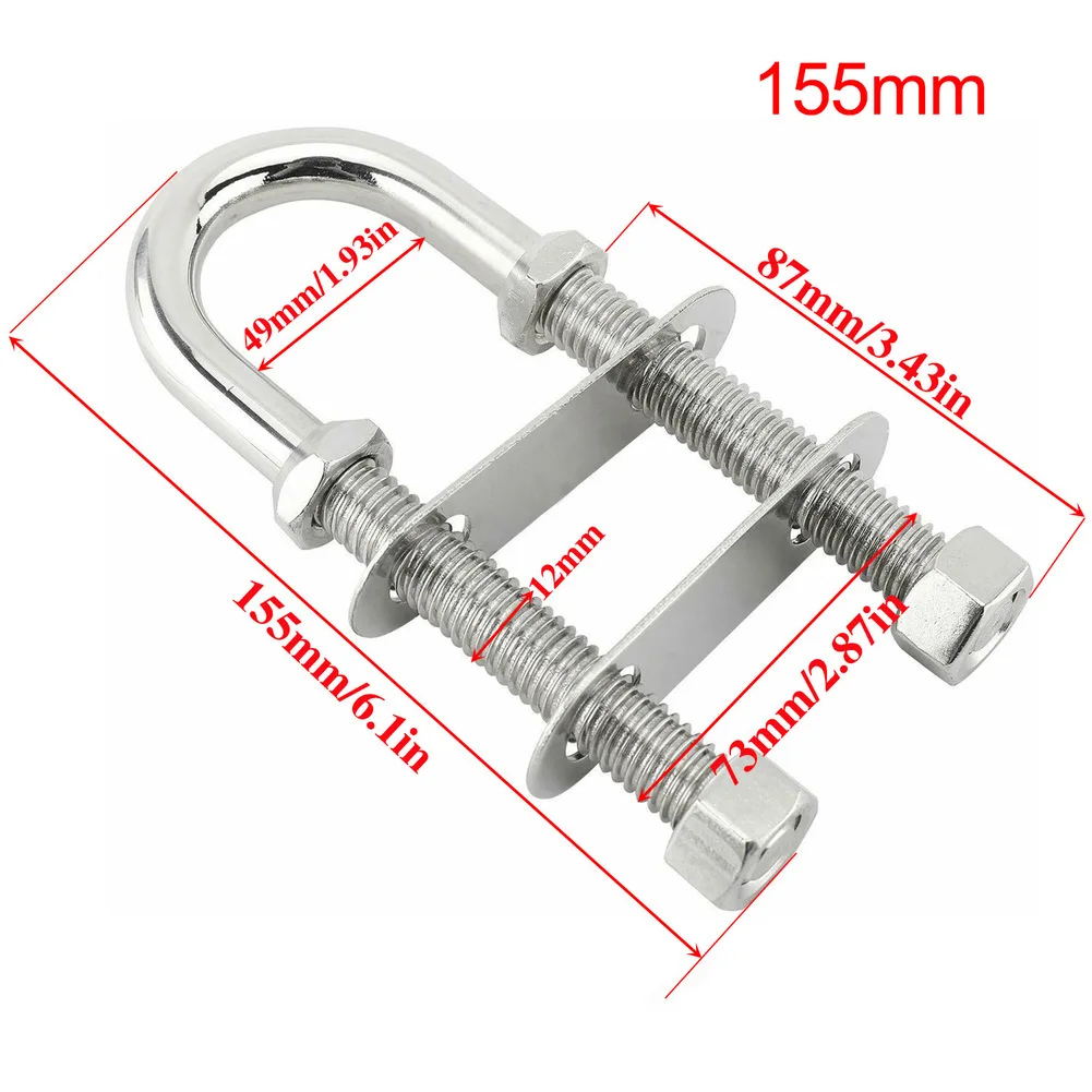 Marine Stern Eye U Bolt Made of Bright Polished Stainless Steel for Boat Rigging Line Attachment and Load Securing Applications
