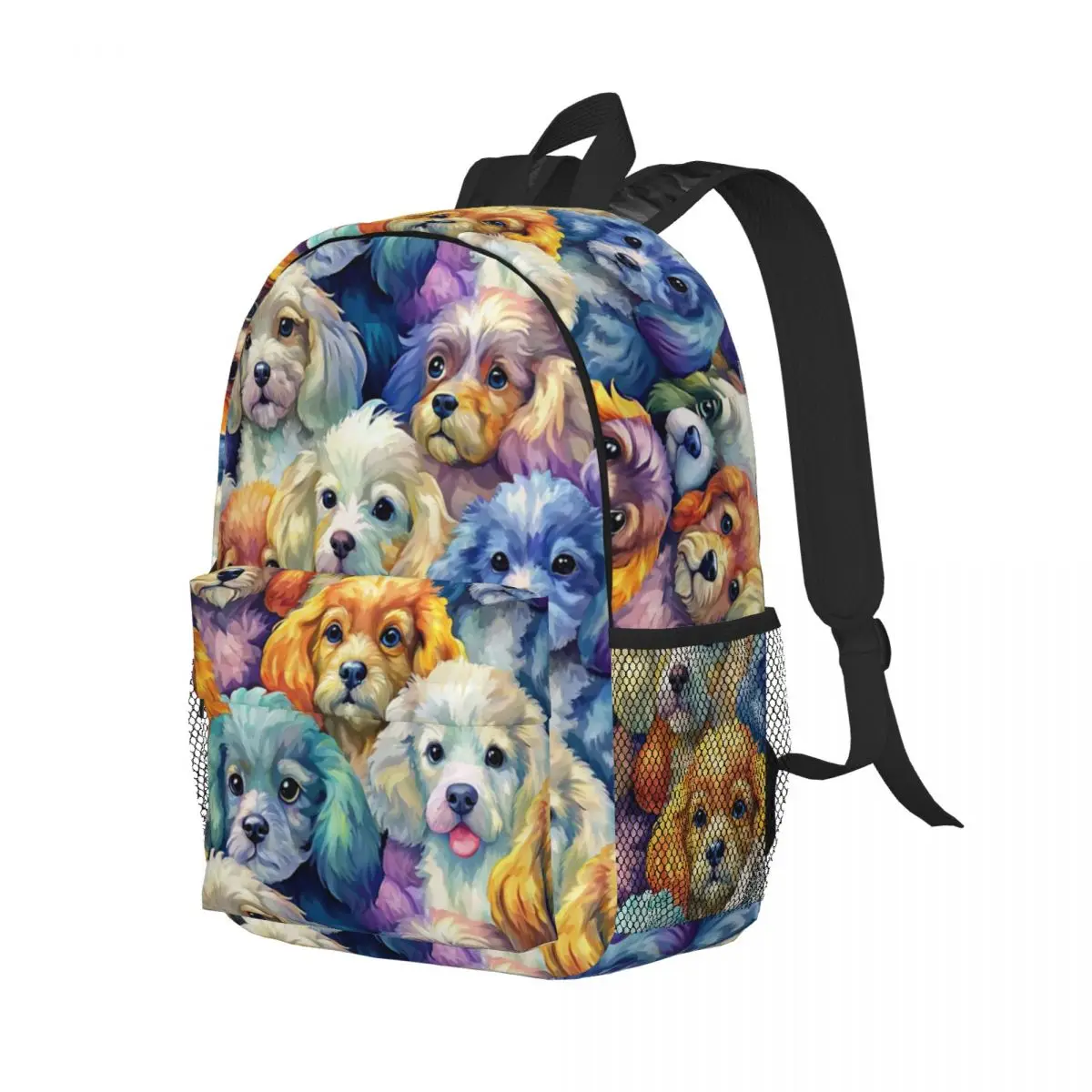 

Rainbow Poodle Parade Backpack Student Boys Girls BookBag Children School Bag Laptop Shoulder Bags for Men Women