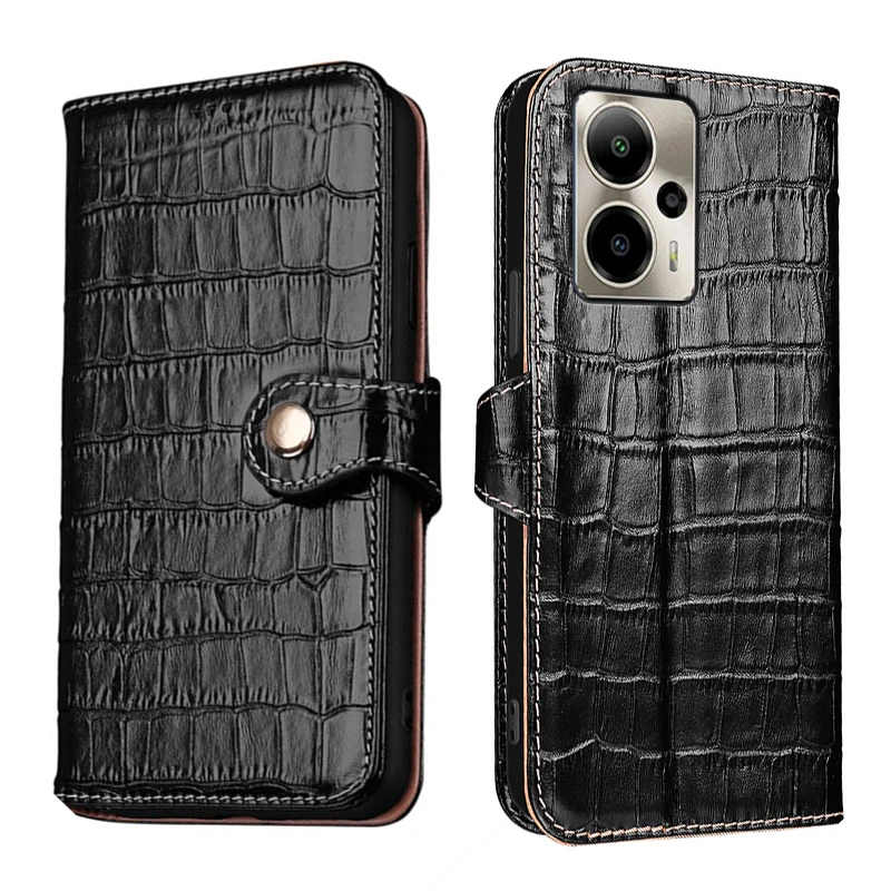 

Real Leather Crocodile Texture card Slot Wallet Cover For Cricket Magic 2 5G Debut S3 Outlast 5G 2025 Filp shockproof phone Case
