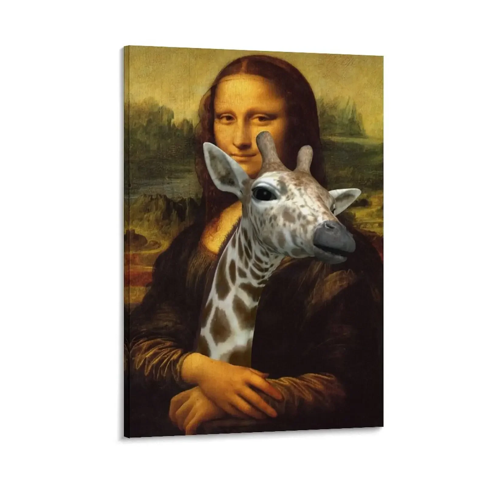 

Mona Lisa Loves Giraffes Canvas Painting bedroom decor Decorative prints wall painting wall decor