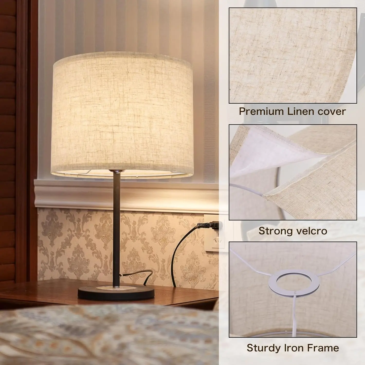 Drum Lampshades for Table, Floor & Bedside Lamps,11.8''Top X 11.8'' Bottom X 9'' High, Replacement Lamp Shades,Assembly Required