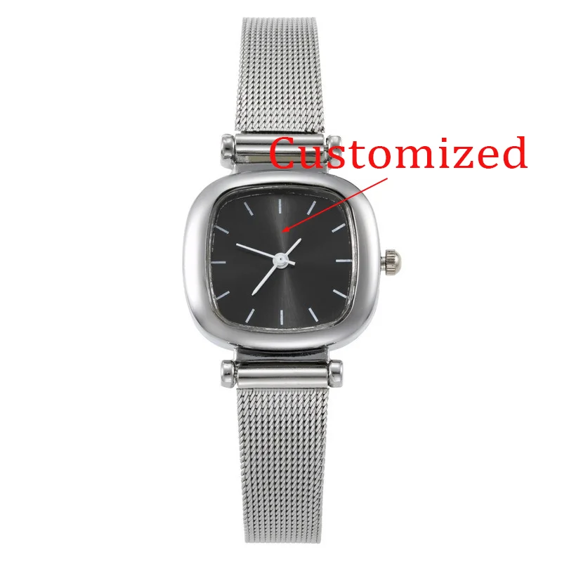 2025 Compact Retro Art Women's Watch Square New Style Simple Steel Mesh Strap Watch Can be Customized