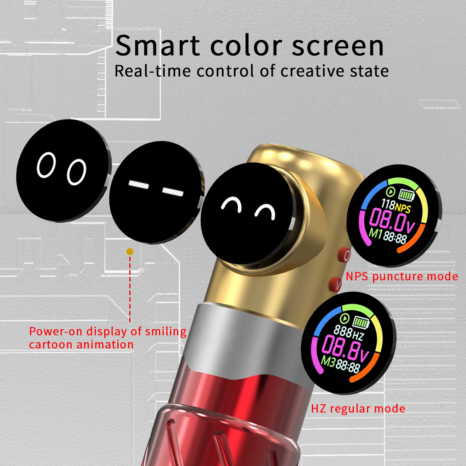 YILONG Wireless Tattoo Battery Machine Pen with Dotwork Mode Cute Multifunctional LED Color Screen Battery for Tattoo Artist
