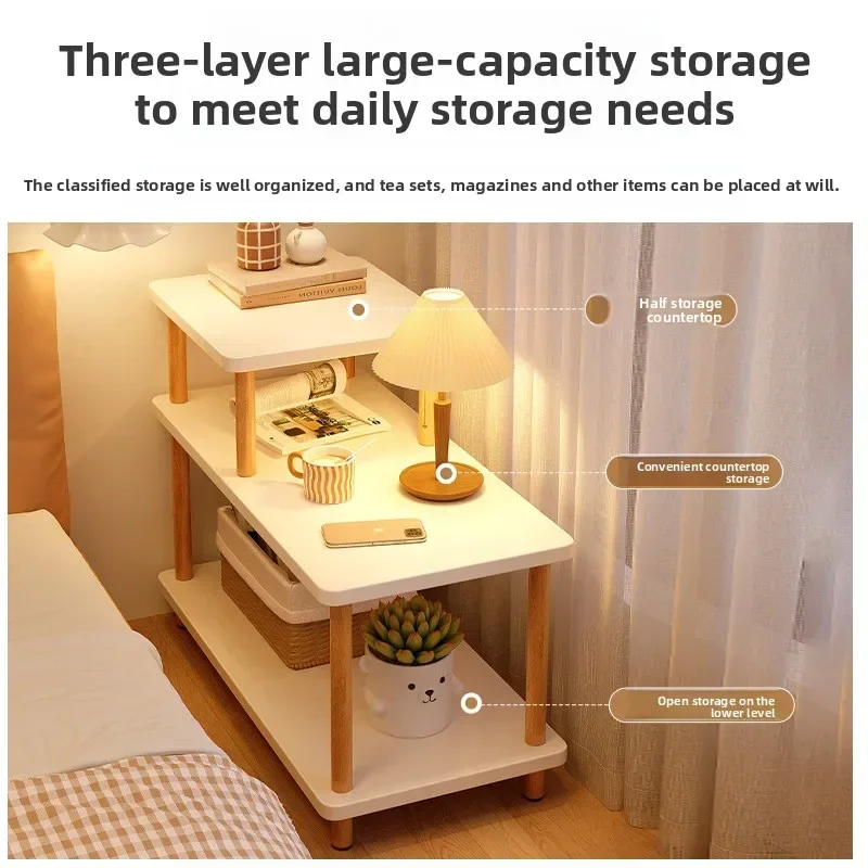 Multi-functional Bedside table, bedroom, small storage, narrow shelf, small side table, practical bedside table