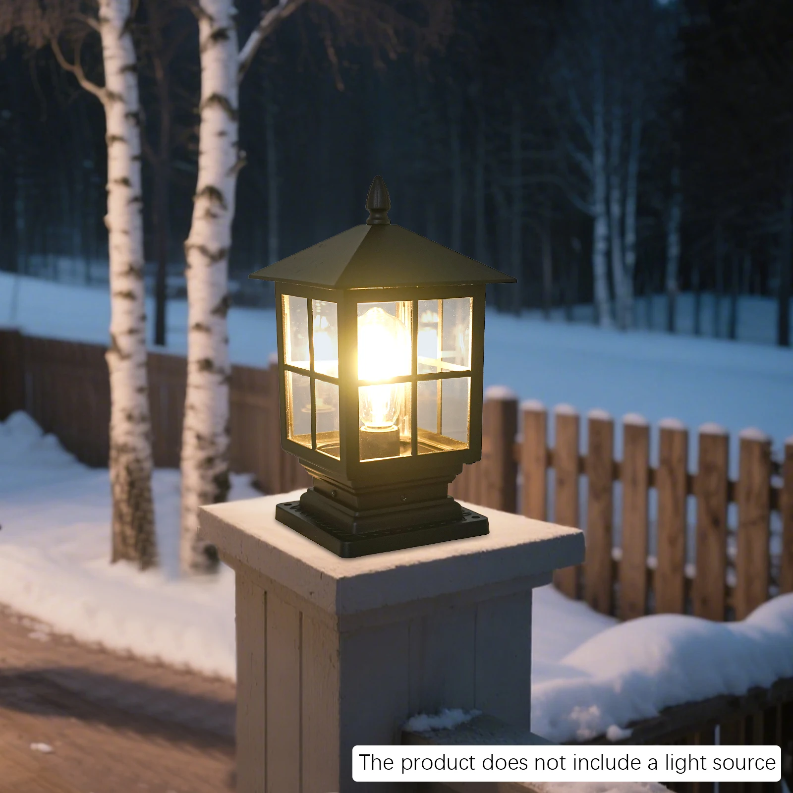 Aluminum Alloy Post Light with Wall Switch, Outdoor Post Lantern Max 40W, Post Light for Sidewalks, Paths, Stores