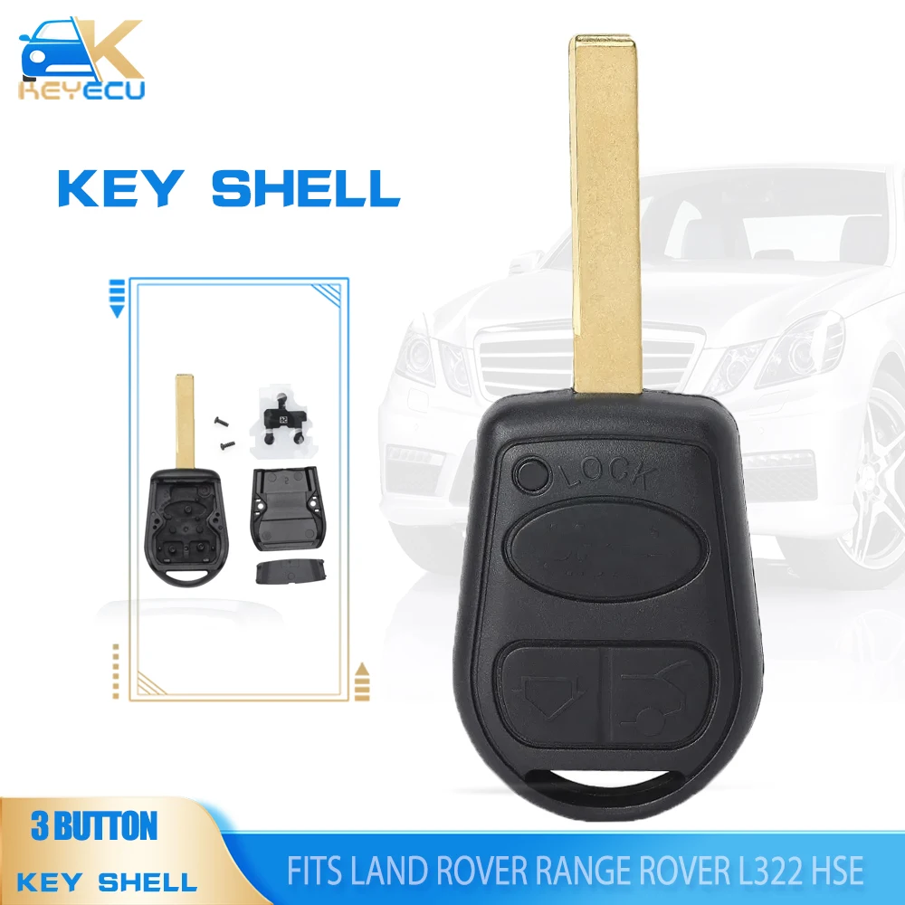 

KEYECU 3 Button Remote Key Shell Case for 2002 2003 2004 2005 2006 Land Rover Range Rover L322 HSE Vogue