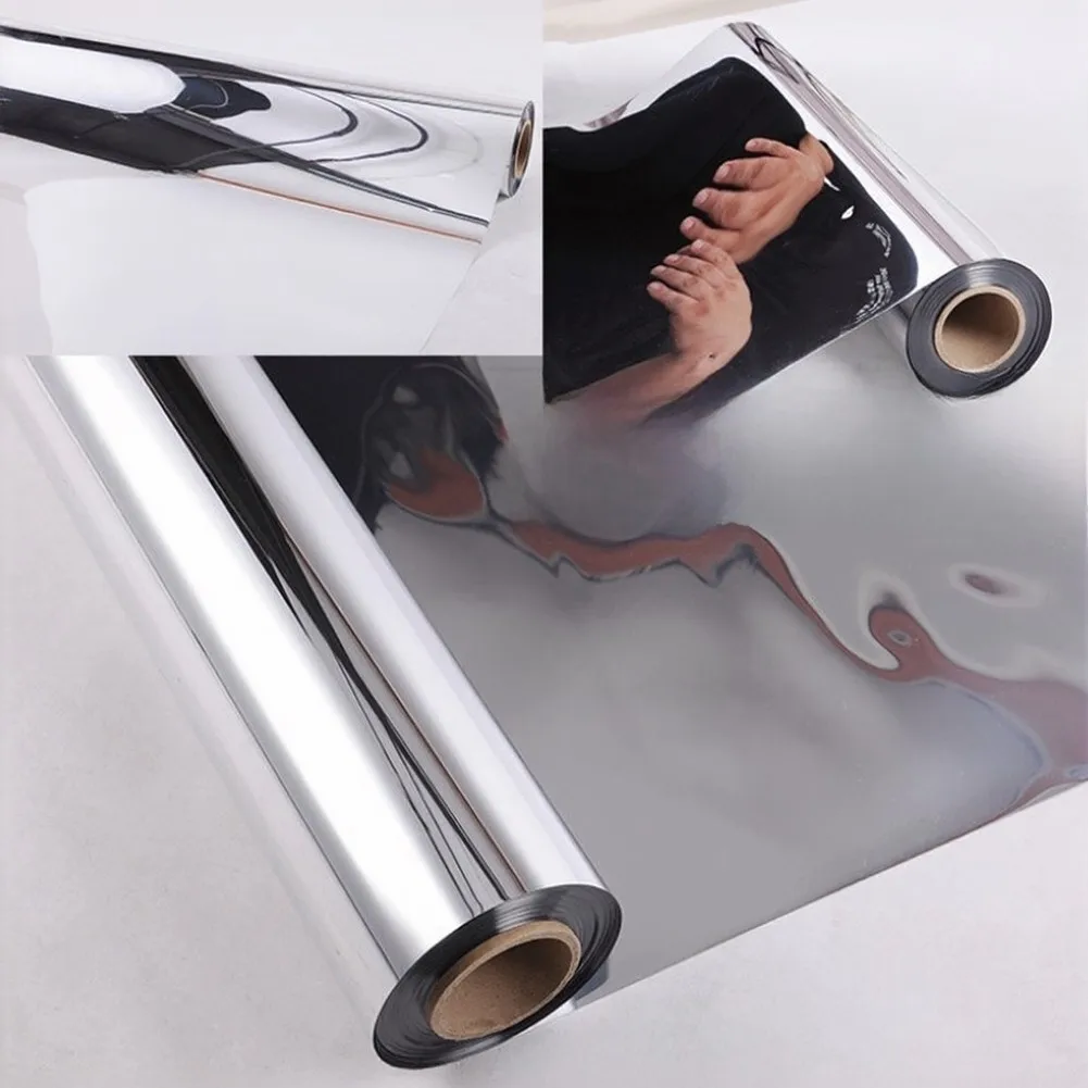 Mirror Sticker Decal PVC Reflective Film 30x200 cm Silver for Cabinets Doors Countertops Elevators For Home Decor