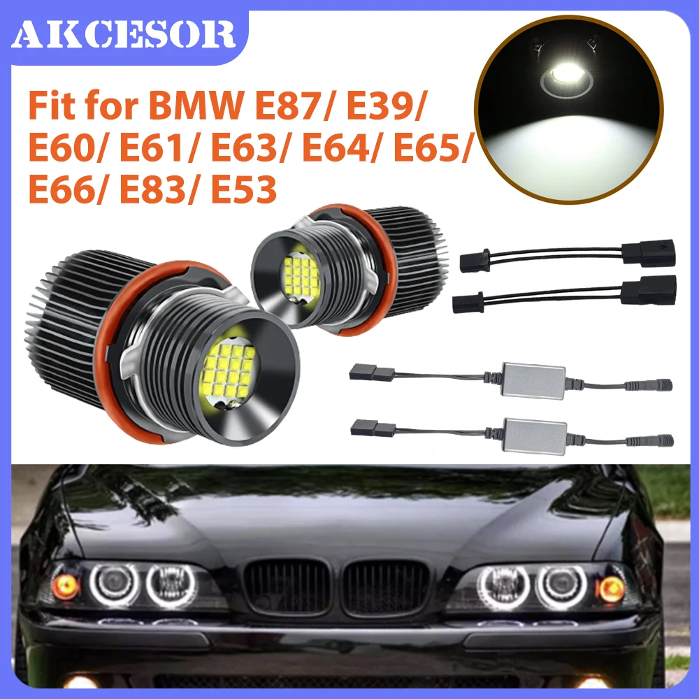 

2 Pcs Angel Eyes CANBUS LED Halo Ring Lights for BMW E39/E53/X5/E60/E61/E63/E64/E65/E66/X3 160W 6500K 7000lm No Error