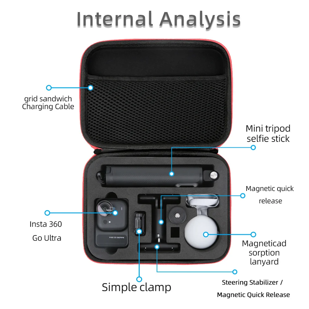 Sac à main tout-en-un pour Insta360 Go Ultra Box, étui résistant aux chocs, multi-usage, transport de voyage, boîte Portable, accessoires de sangle