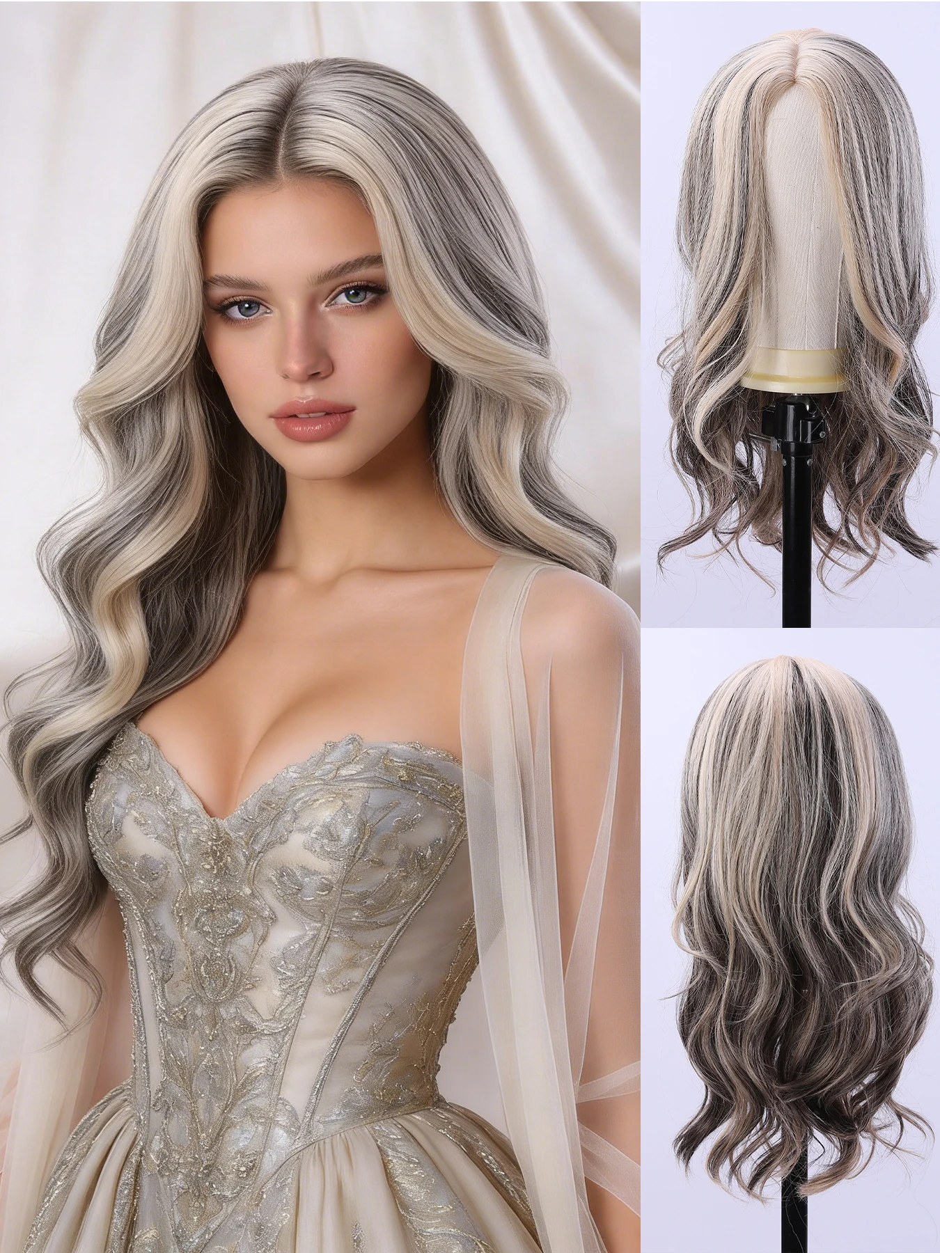 

1 модный женский парик из синтетического волокна, стильная укладка, безопасная сетчатая шапочка-сетка.