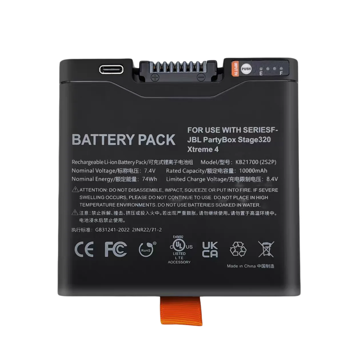 For JBL Xtreme 4/5 PartyBox320 JBL Battery 400 Wireless Bluetooth Speaker Battery Typc-c Fast Charger FG4CELL21700H