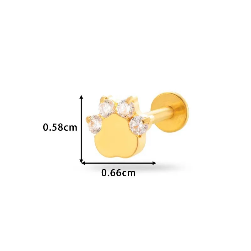 

1PC ASTM F136 G23 Titanium Stud Earrings Piercing Threadless Flower CZ Pin Push In Lip Stud Daith Conch Labret Piercing Jewelry
