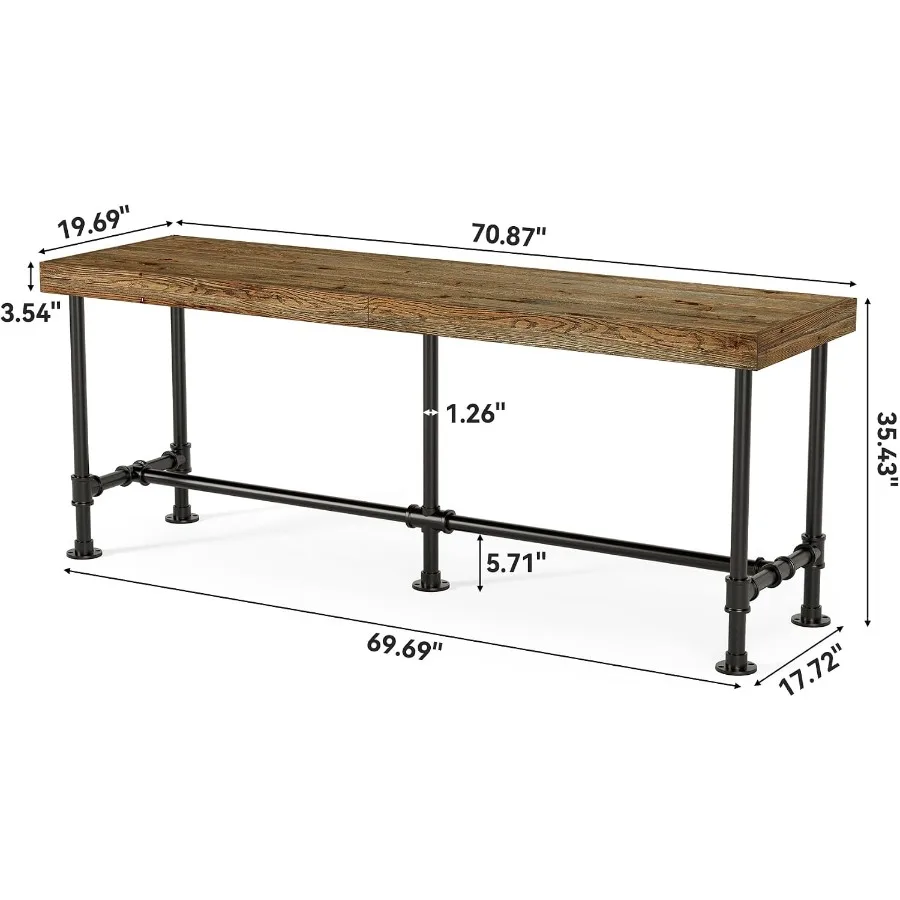 72-Inch Long Solid Wood Counter Height Dining Table