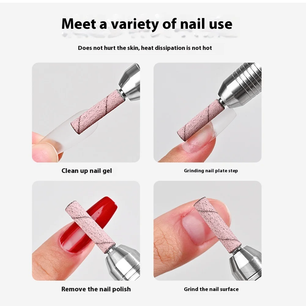 رؤوس مخروطية من الفولاذ المقاوم للصدأ 3.2 مم لإزالة البشرة/الكالس، نقع طلاء الجل، أدوات مانيكير عين القطة، مستلزمات الصالونات #6