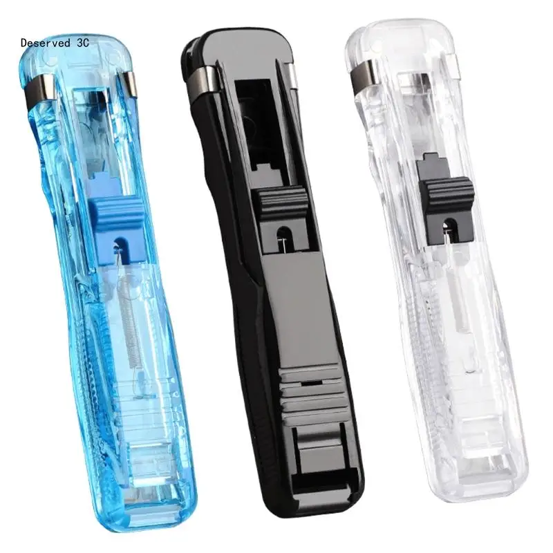 Clear File Clamp Dispenser Set with 8 Pcs Refill Clips 50 Pcs Metal Refill Clamp