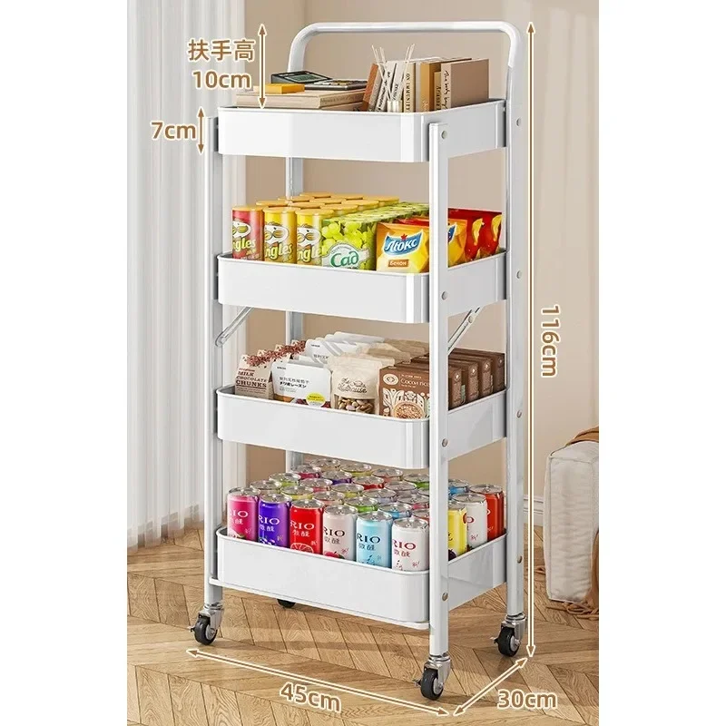 Trolley Cart Kitchen Home Bedroom Books Snacks  Furniture Organizer Portable Storage Cart Wheels Foldable Multi Tier Rolling