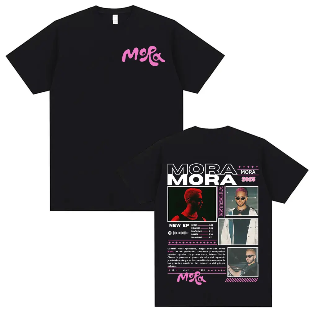 Camiseta gráfica del rapero Mora Album Tour 2025 para hombres y mujeres, camisetas Vintage de gran tamaño, Camiseta de algodón 100% de Hip Hop a la moda