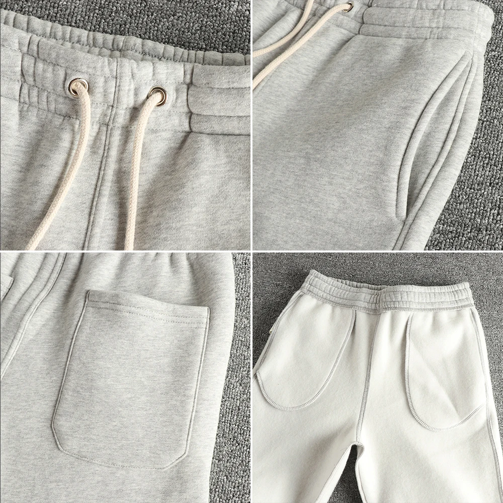 شتاء جديد الأمريكية الرترون سميكة المخملية محبوك Sweatpants الرجال مرونة الخصر الرباط الرياضة عادية مستقيم الكاحل تعادل السراويل