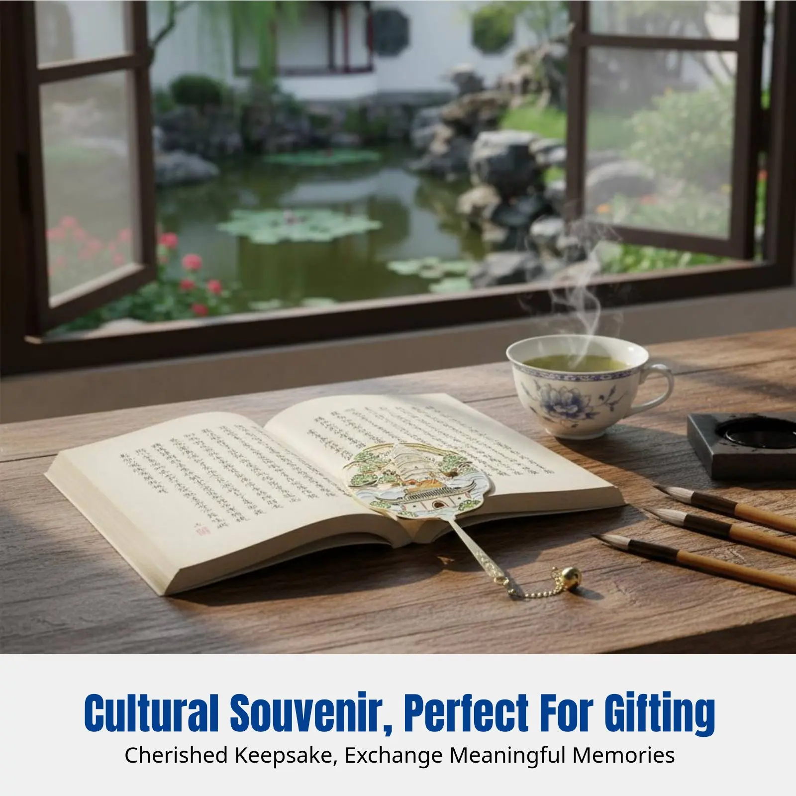 

Металлическая закладка-сувенир из Сучжоу, в форме веера, с китайским дизайном, для городского туризма, культурный сувенир