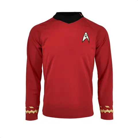 Cosplay TOS Kapten Kirk Guldskjortor Spock Blå Uniformer Röda Starfleet Toppar för Herrkappa Halloweenfest Rekvisita 11 best sales Star Trek: Ringarna - №8
