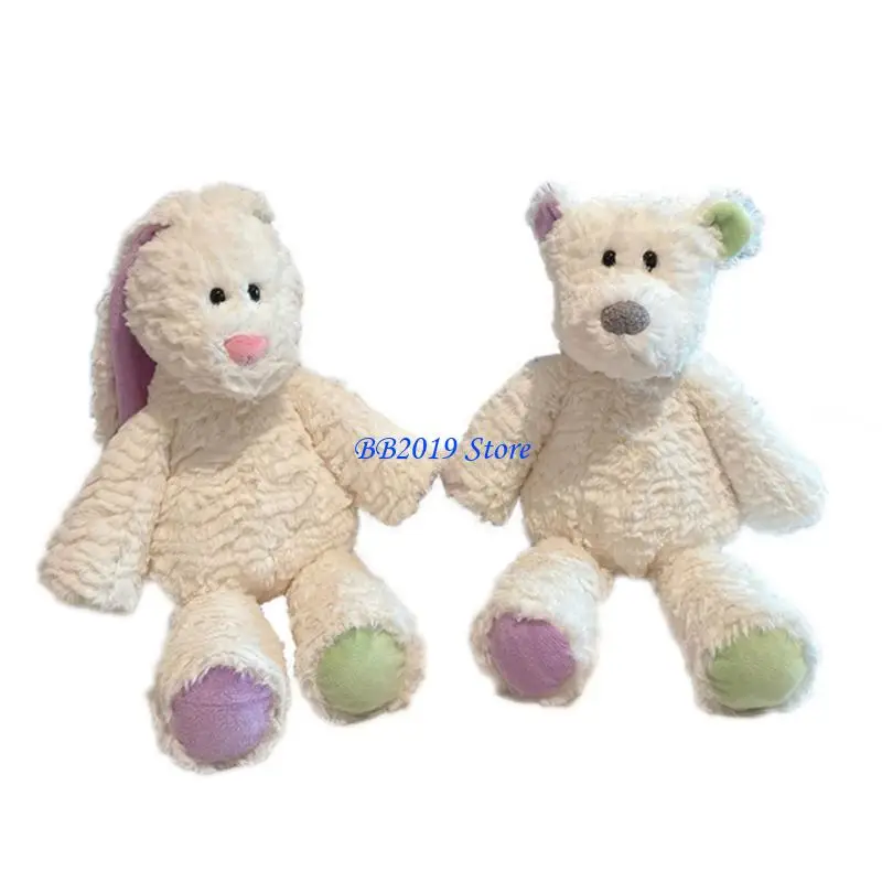 Q0KB Mooie Gevulde Konijn/Beer Knuffel Emotie Ondersteuning Metgezel Vriend Rustgevende Speelgoed Voor Kantoor Volwassen