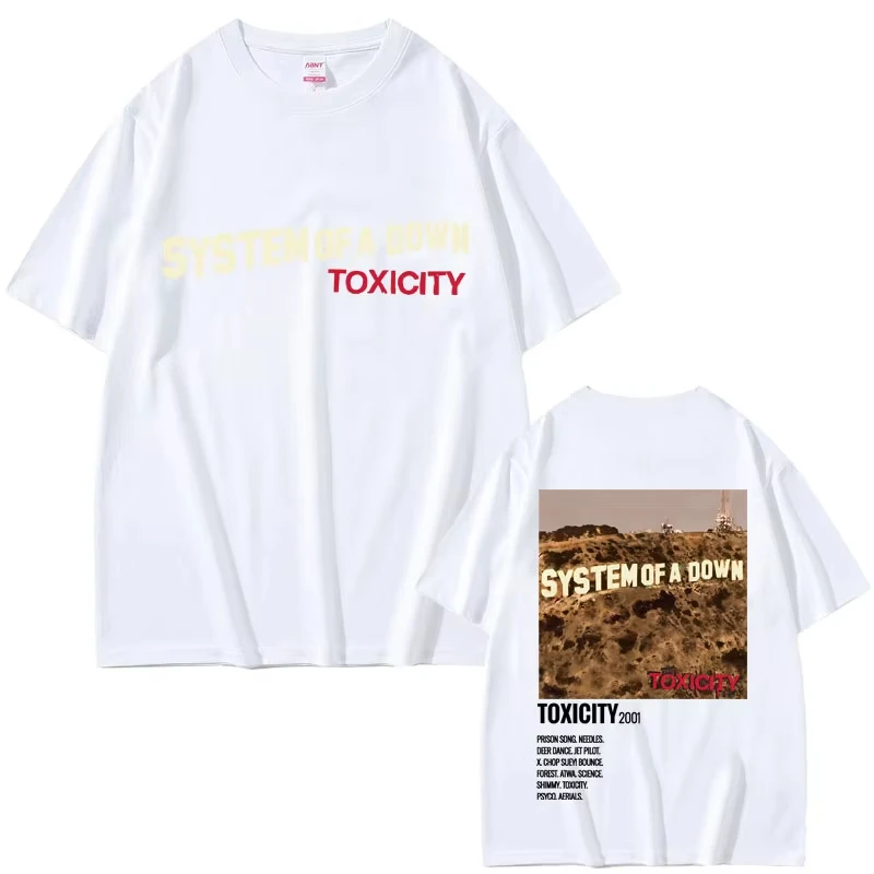 

Men Women Oversized Casual Cotton Vintage T-shirts Alternative Metal Rock Band System of A Down Toxicity Album Graphic T-shirt