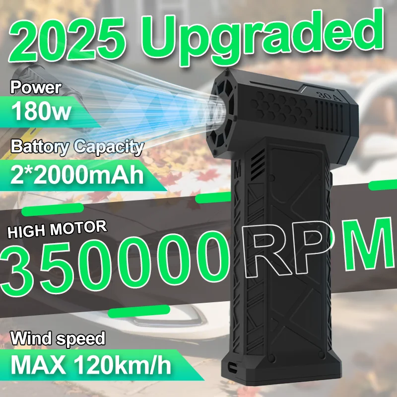 

Мини-турбоструйный вентилятор, 350000 об/мин, бесщеточный двигатель, скорость 52 м/с, перезаряжаемый через USB, мощный вентилятор, воздушная тряпка для клавиатуры/очистки автомобиля