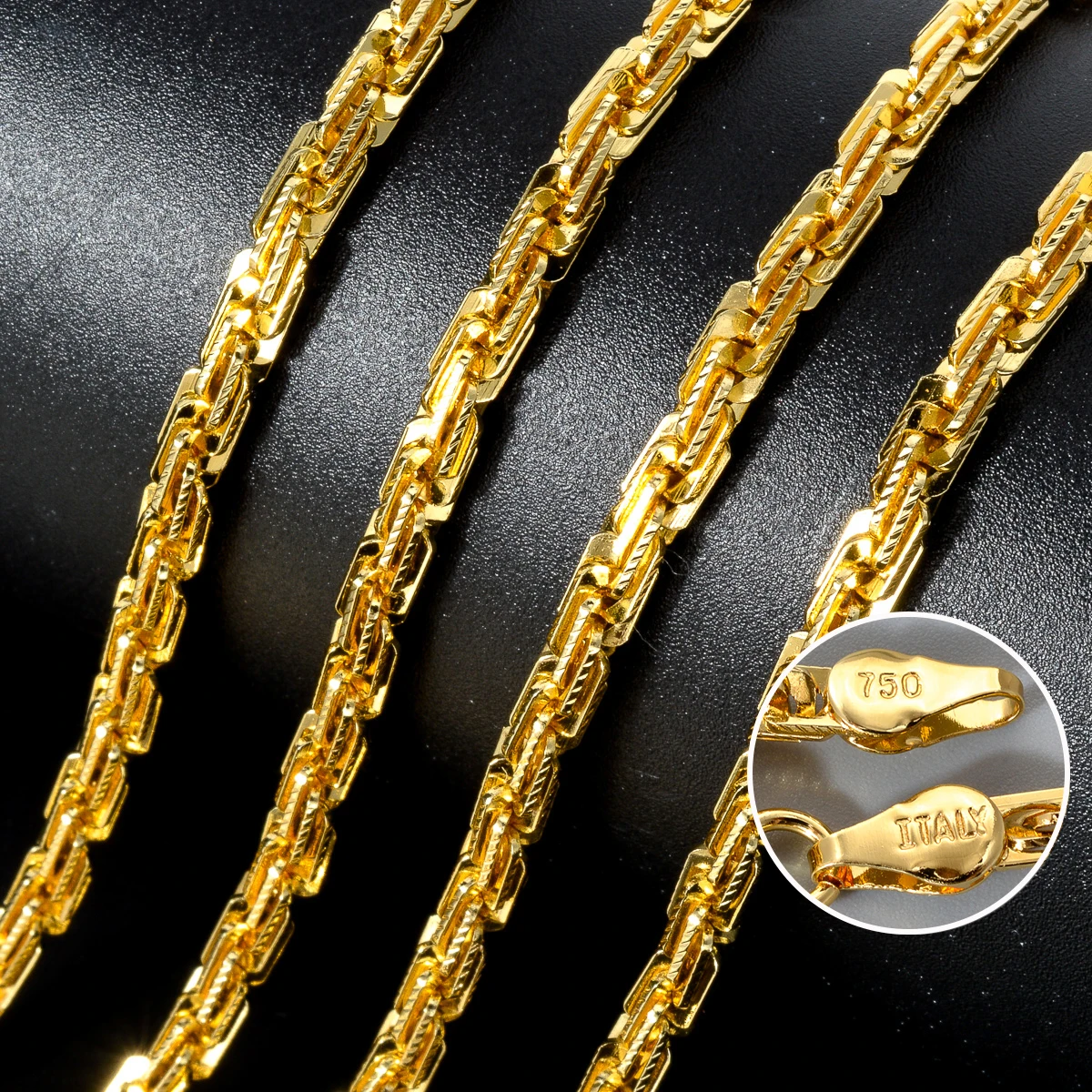 

ZEADear Width 4mm Italian 750 Luxury 18k gold Plated textured Dubai Necklace DIY simple jewelry men women party