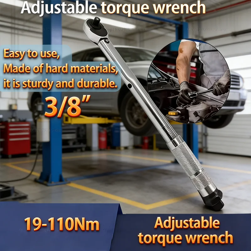 

Динамометрический ключ 19-110 Нм для разборки автомобилей и мотоциклов, профессиональный регулируемый ручной ключ с приводом 3/8 дюйма