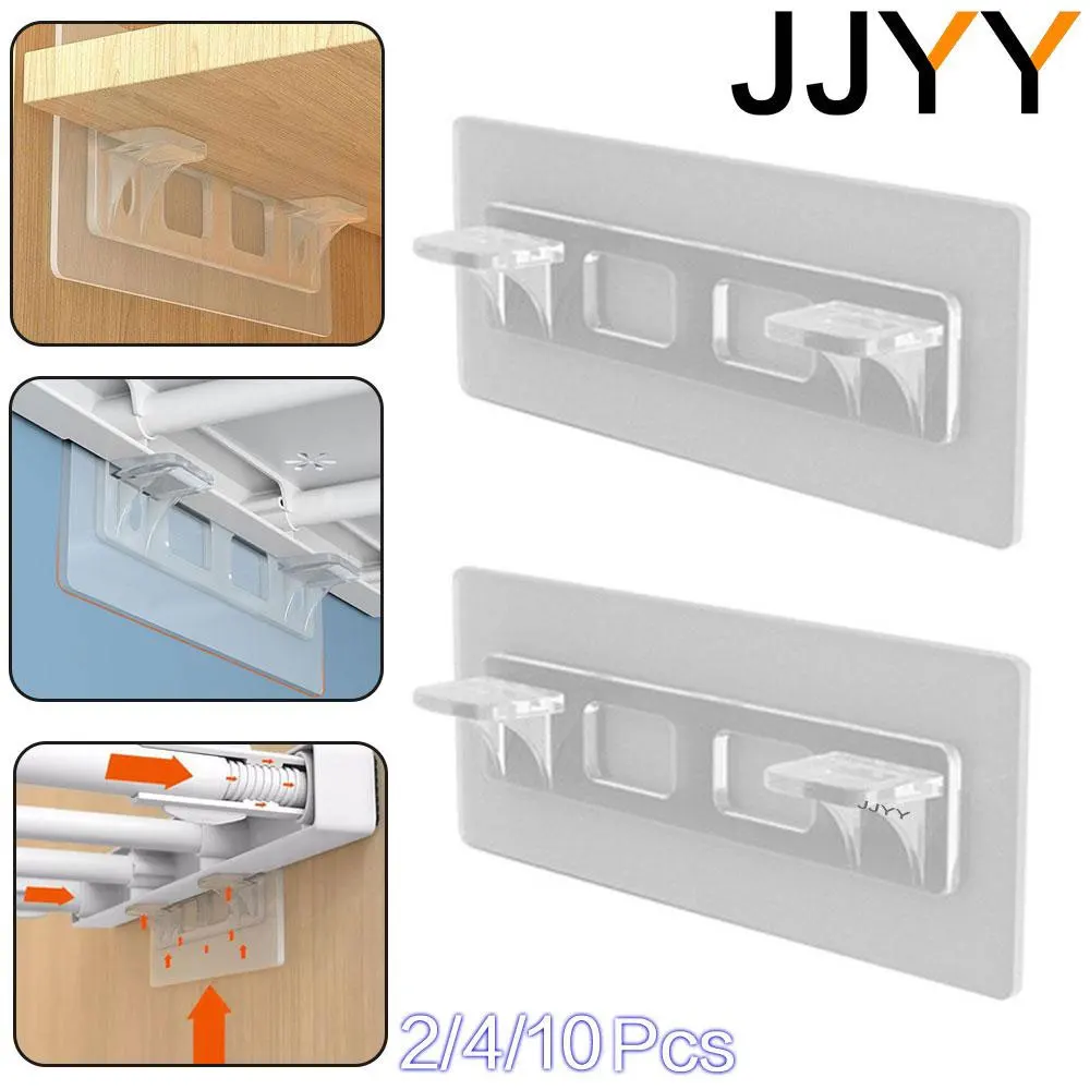 JJYY 2/4/10PCS Multifunctional Dual Purpose Shelf Support Adhesive Pegs Plastic Closet Cabinet Shelf Support Bracket Wall Hanger