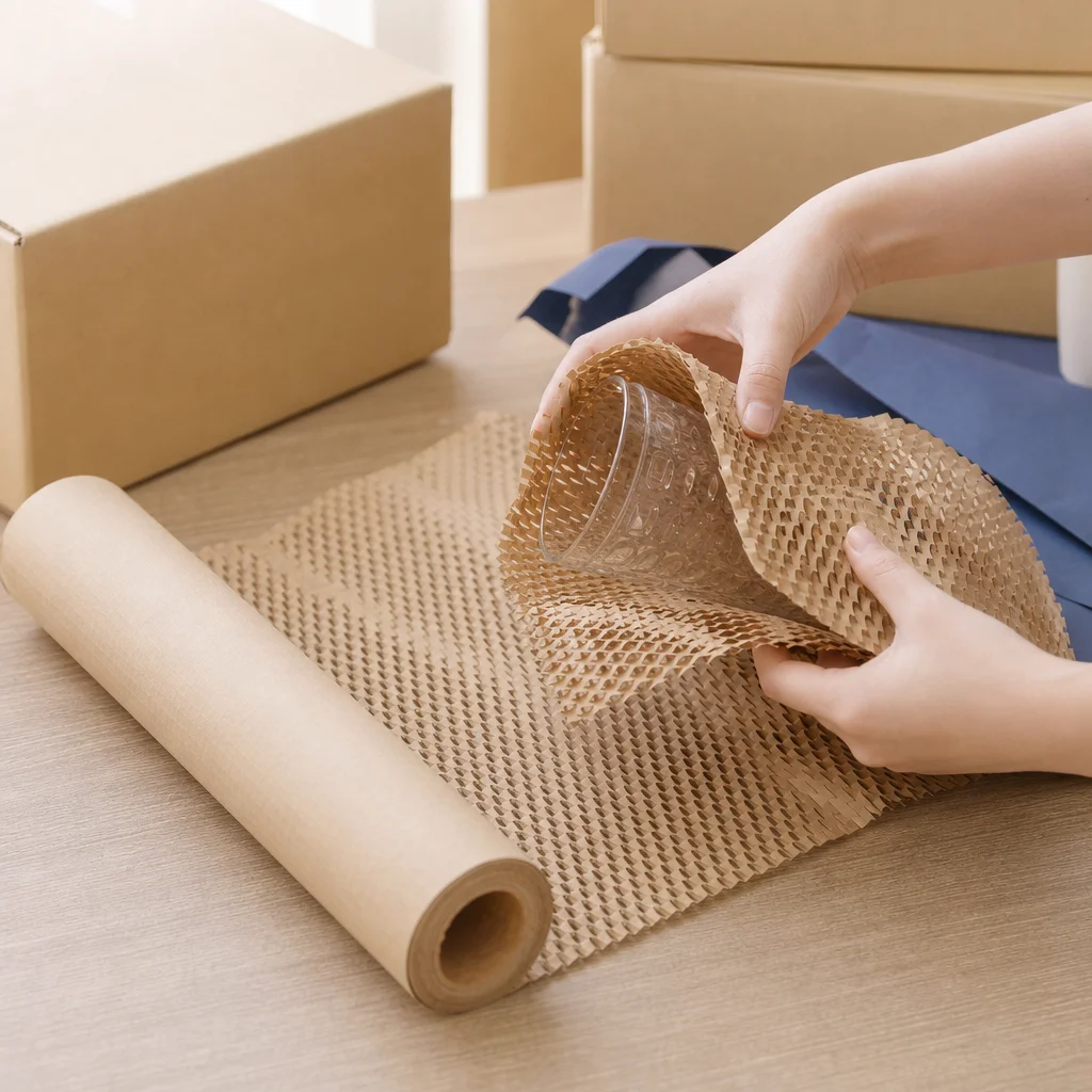 1 Roll of Flower Shop Supplies Honeycomb Paper, Thickened Waterproof Kraft Paper Roll for Flower Packaging, Floral Lining Material, Kapok Honeycomb Cushioning Anti-Collision Packaging Paper, Anti-Collision Packaging Pa