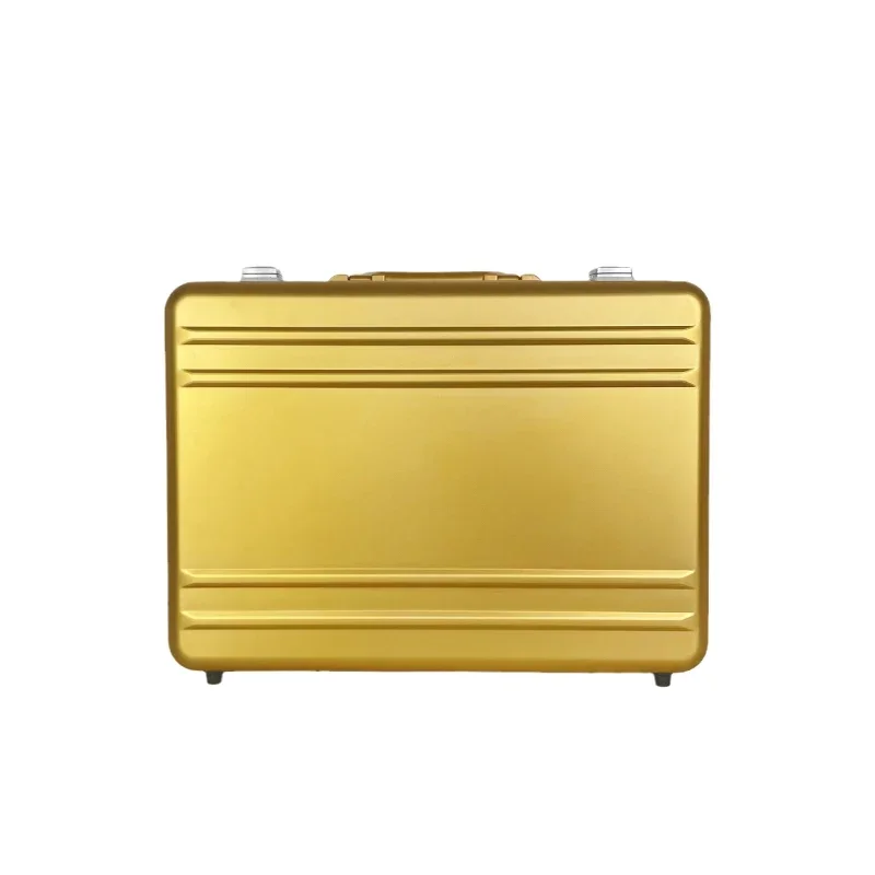 gold Aluminum Briefcase Attache Cases Men Laptop Metal Aluminum tool case