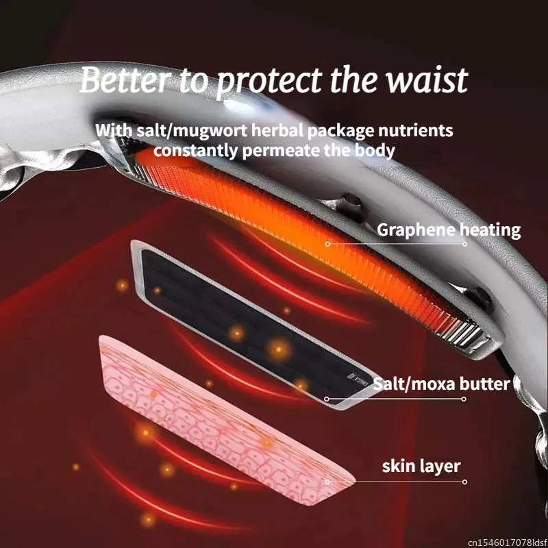 Youpin พองเข็มขัดสีแดงความร้อนการสั่นสะเทือนนวดถุงลมนิรภัยสนับสนุนกลับ Relief ที่พยุงเอวเข็มขัดรัดหน้าท้องปวด Relief