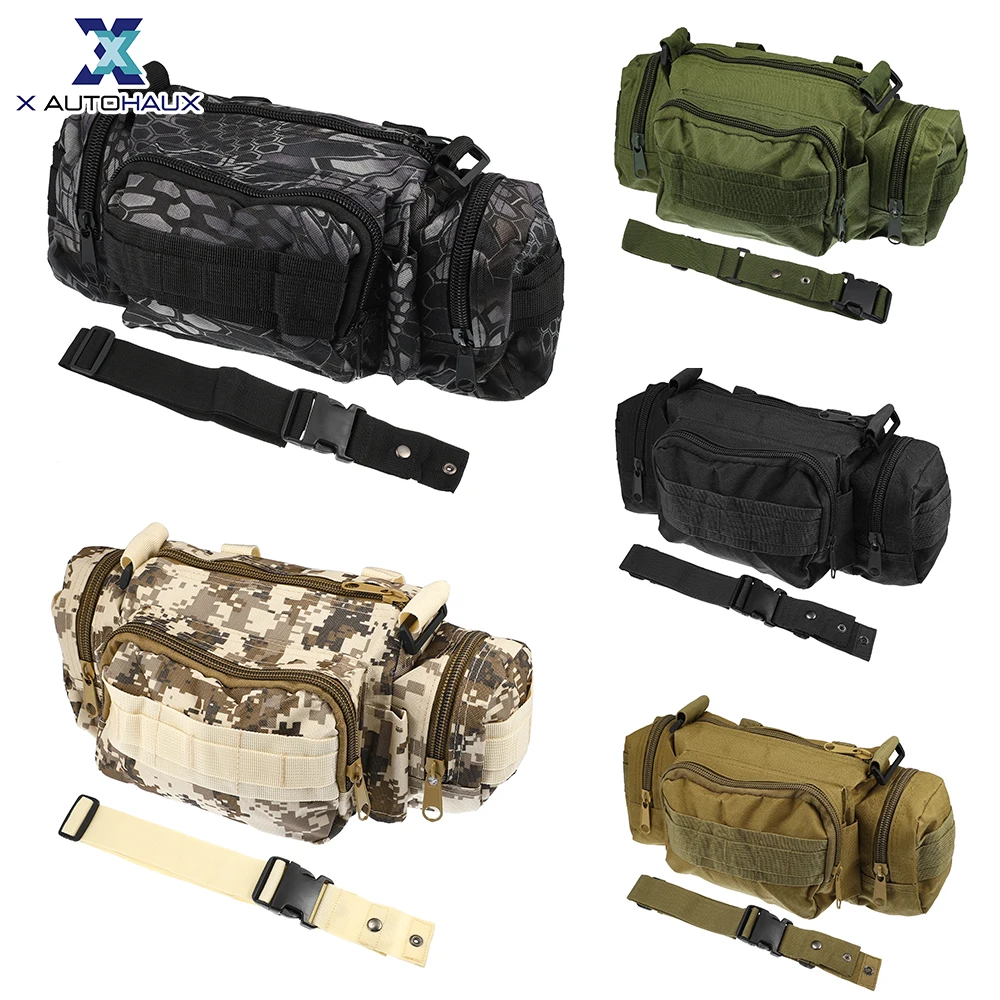 

X Autohaux 35x14x18cm Bike Front Bag Large Capacity 600D Oxford Waterproof Universal Camouflage Beige Bicycle Waist Bag Cycling
